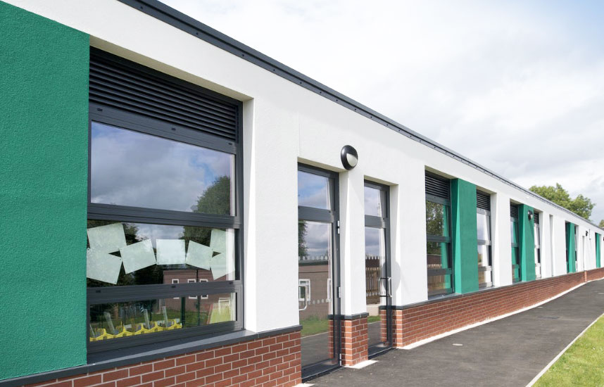 Highcliffe Primary School, Birstall, Leicester cladding and drylining contractors in Ireland and UK